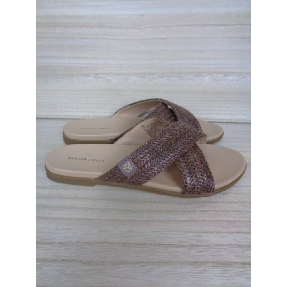 Draper James Alex Slide Raffia Crossed Strap Brown Sandal Womens Size 6